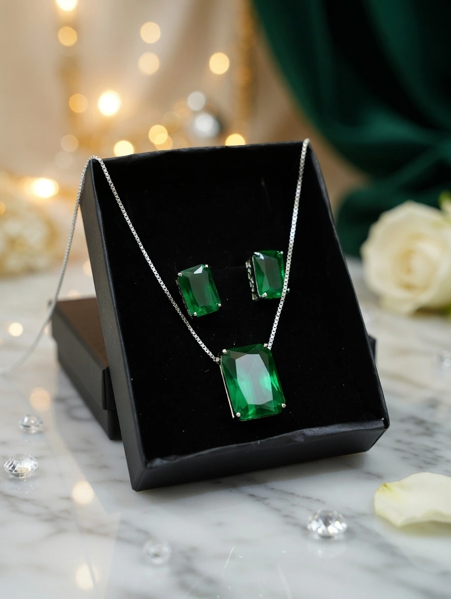 Green Gemstone Locket Set