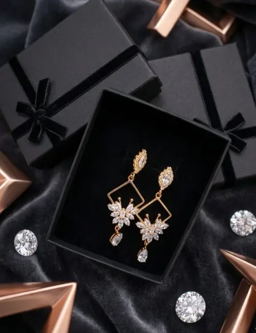 Golden Floral Drop Earrings