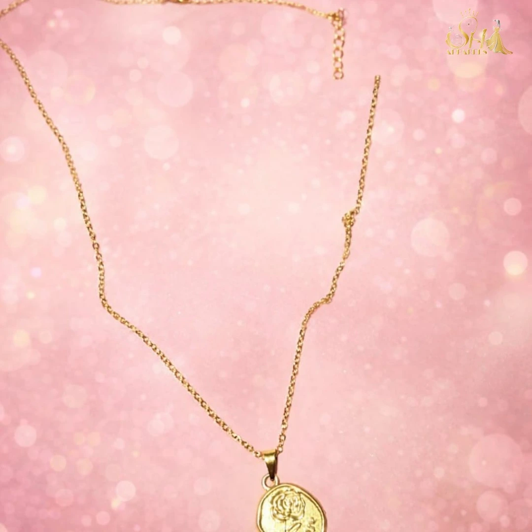 Gold Coin Rose Nacklace