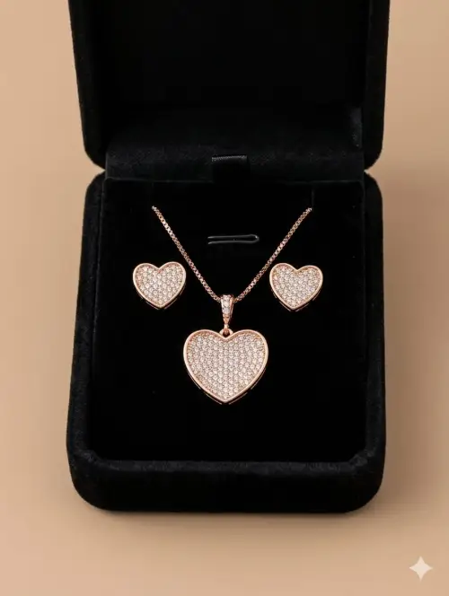 Diamond heart necklace set