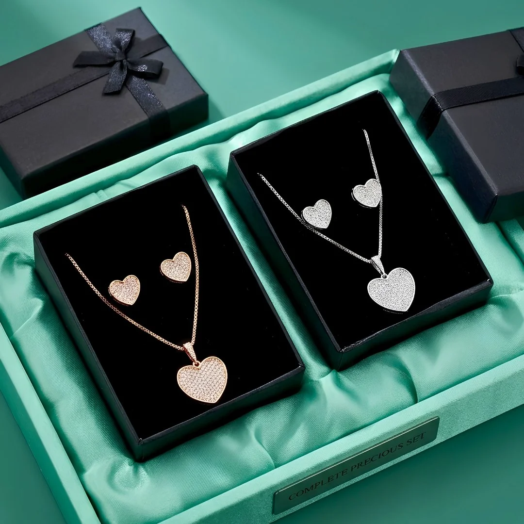 Diamond heart necklace set