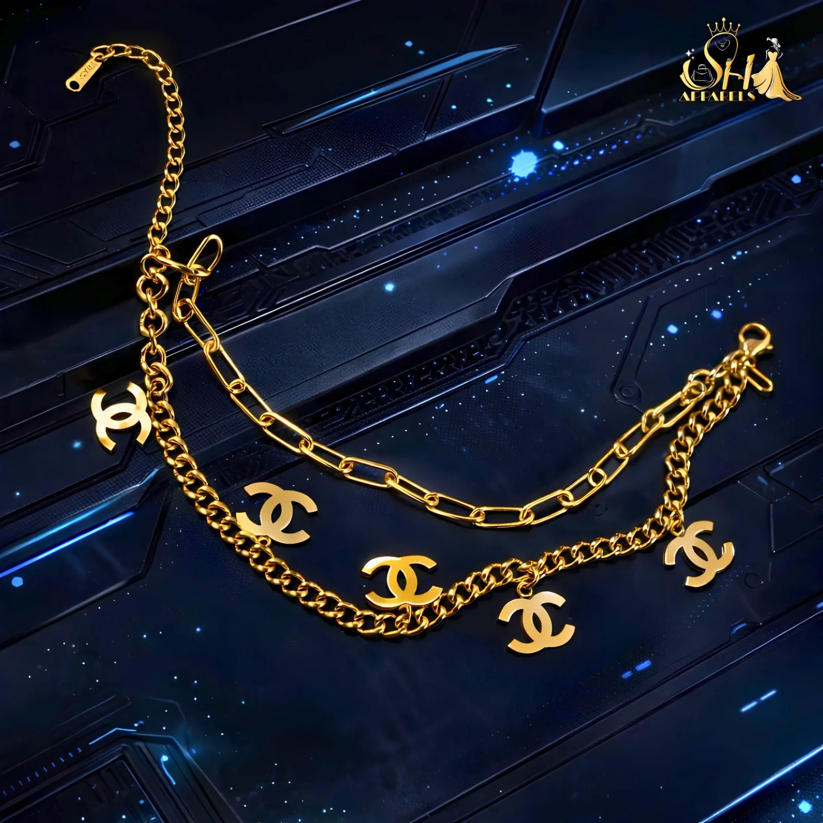 Artisttics Puzzle Nacklace,Double Chain Bracelet