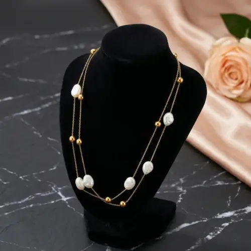 White Pearls Double Chain