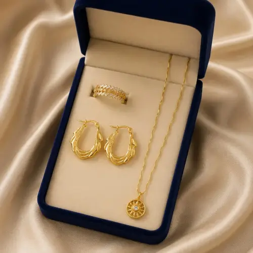 Sun Flower Hoop Earrings Set