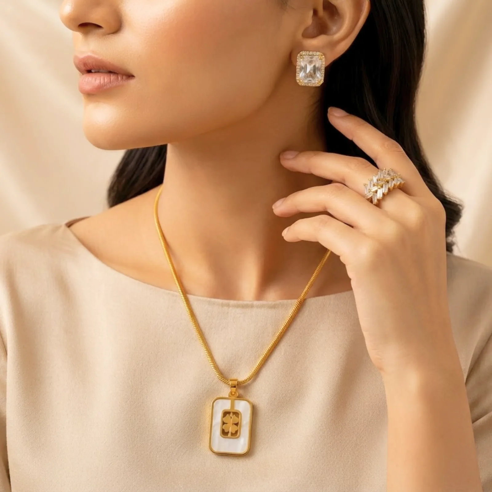 Gold Ticket snake chain Set