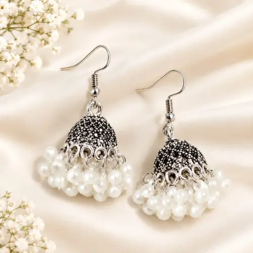 WHITE PEARL JHUMKI